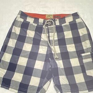 Lucky Brand Navy and White Checkered Athletic Shorts